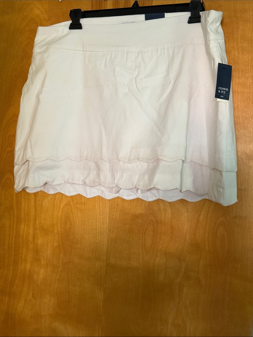 crown & ivy White Scalloped Layer Mini Skort NEW WITH TAGS Plus Sz 20